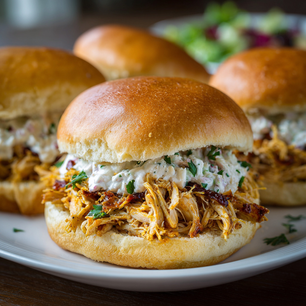 Crockpot Ranch Chicken Sandwiches
