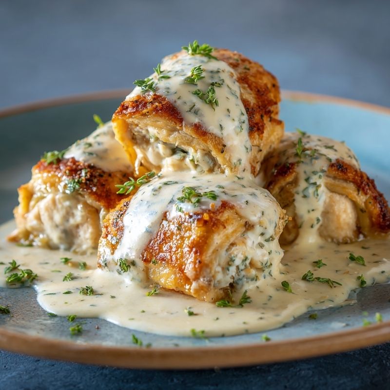 Cheesy Chicken Pillows With Creamy Parmesan Sauce