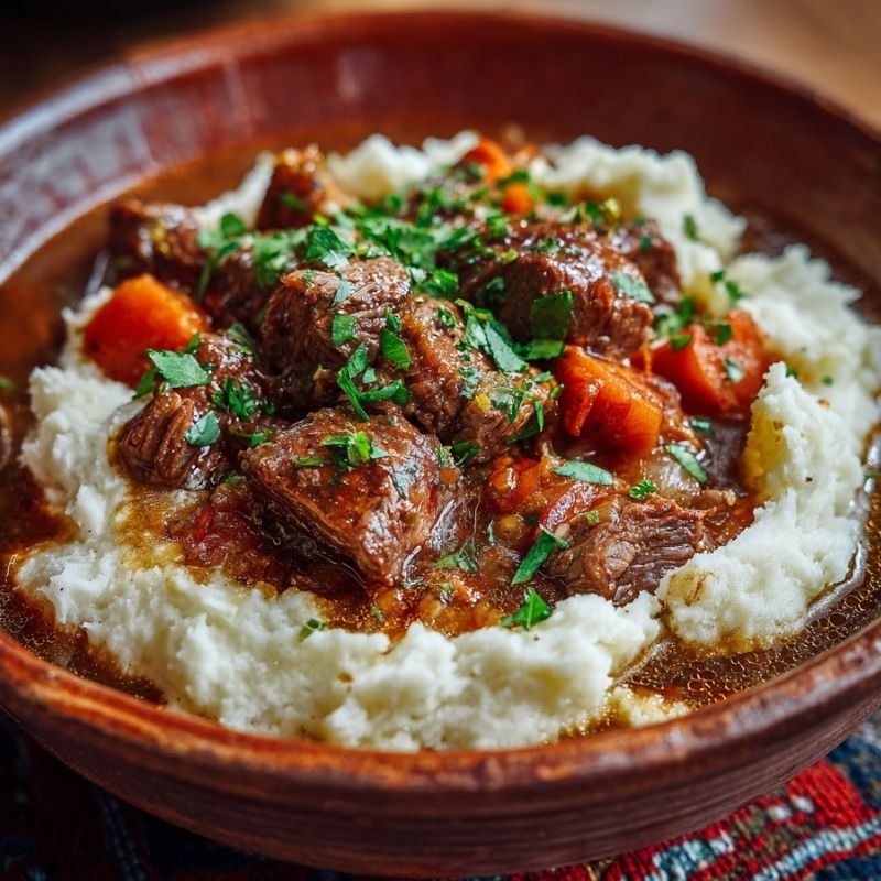 Savory Irish Stew With Mashed Potatoes