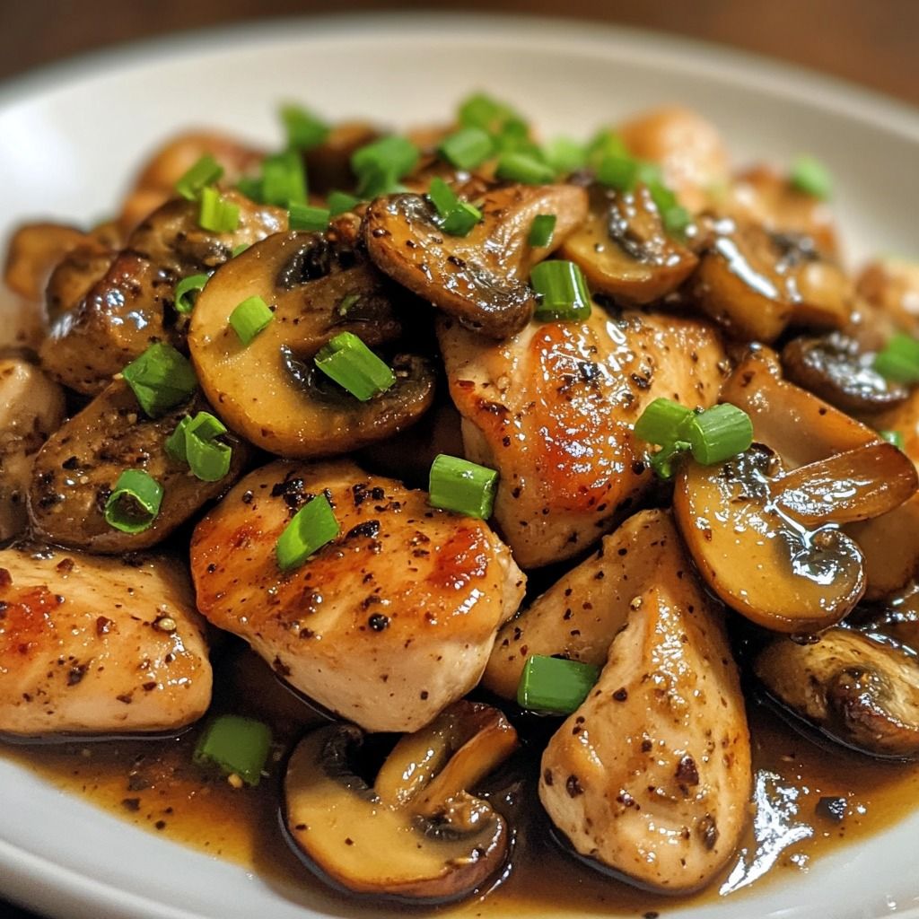 Sizzling Black Pepper Chicken With Mushrooms