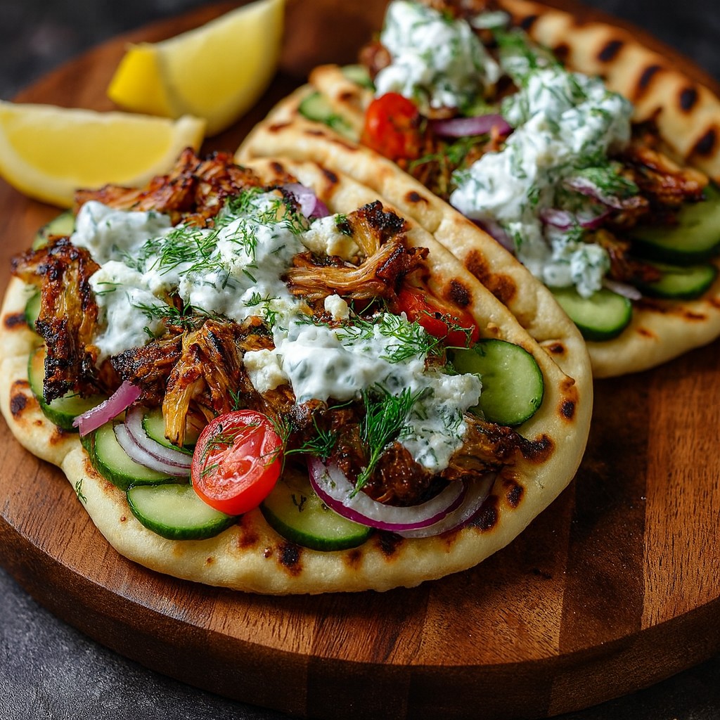 Succulent Chicken Gyros With Creamy Feta Tzatziki
