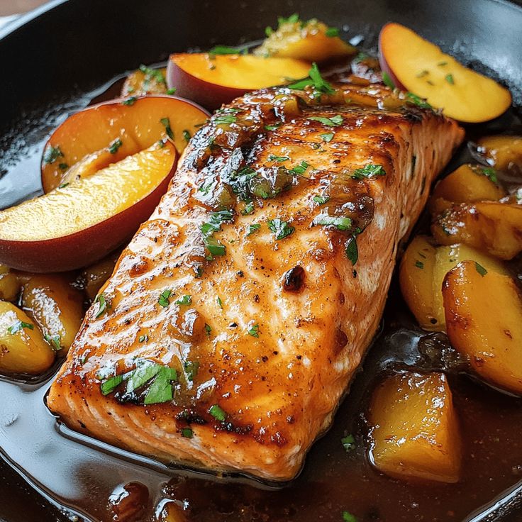 Succulent Bourbon Peach Roasted Salmon