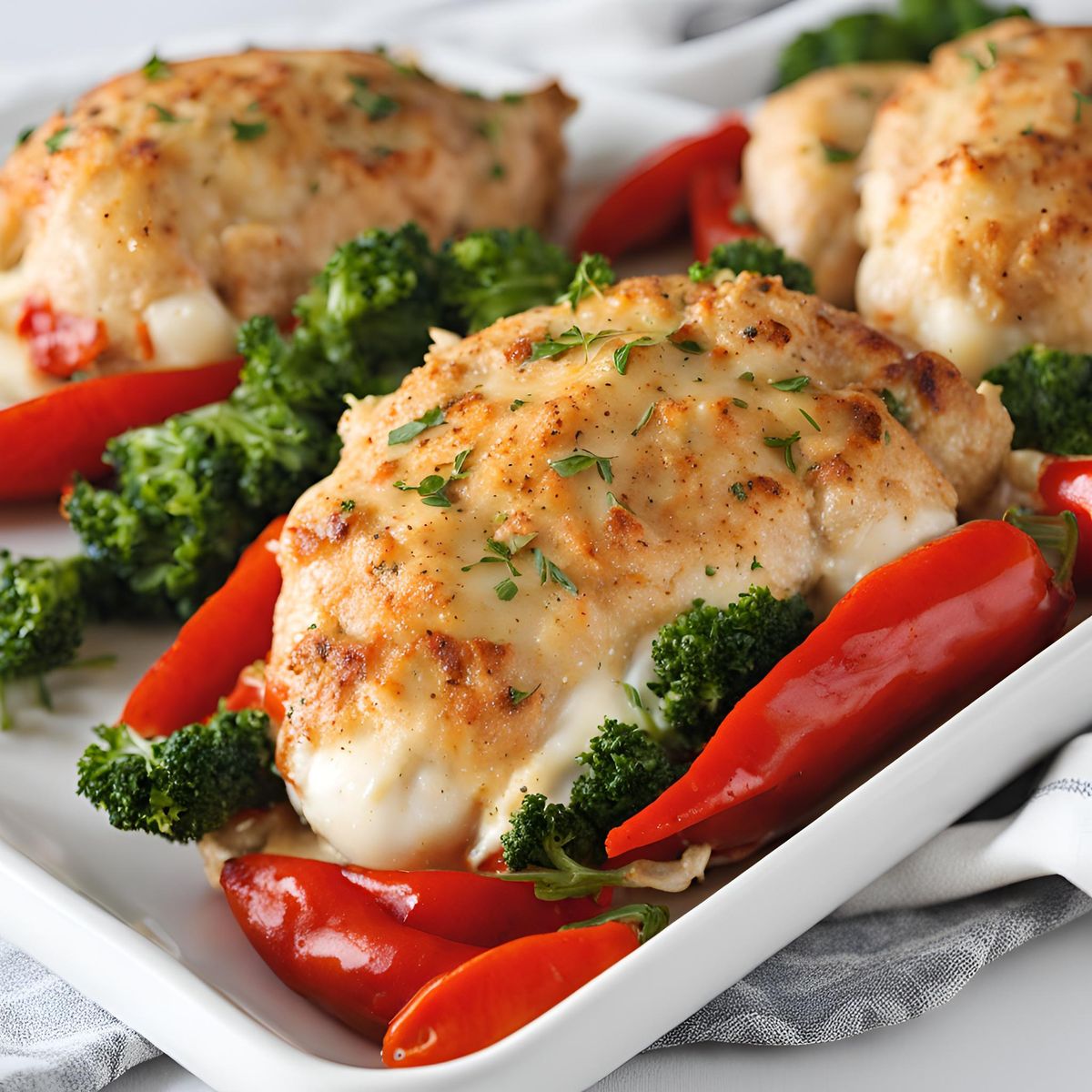Savory Roasted Red Pepper And Mozzarella Stuffed Chicken