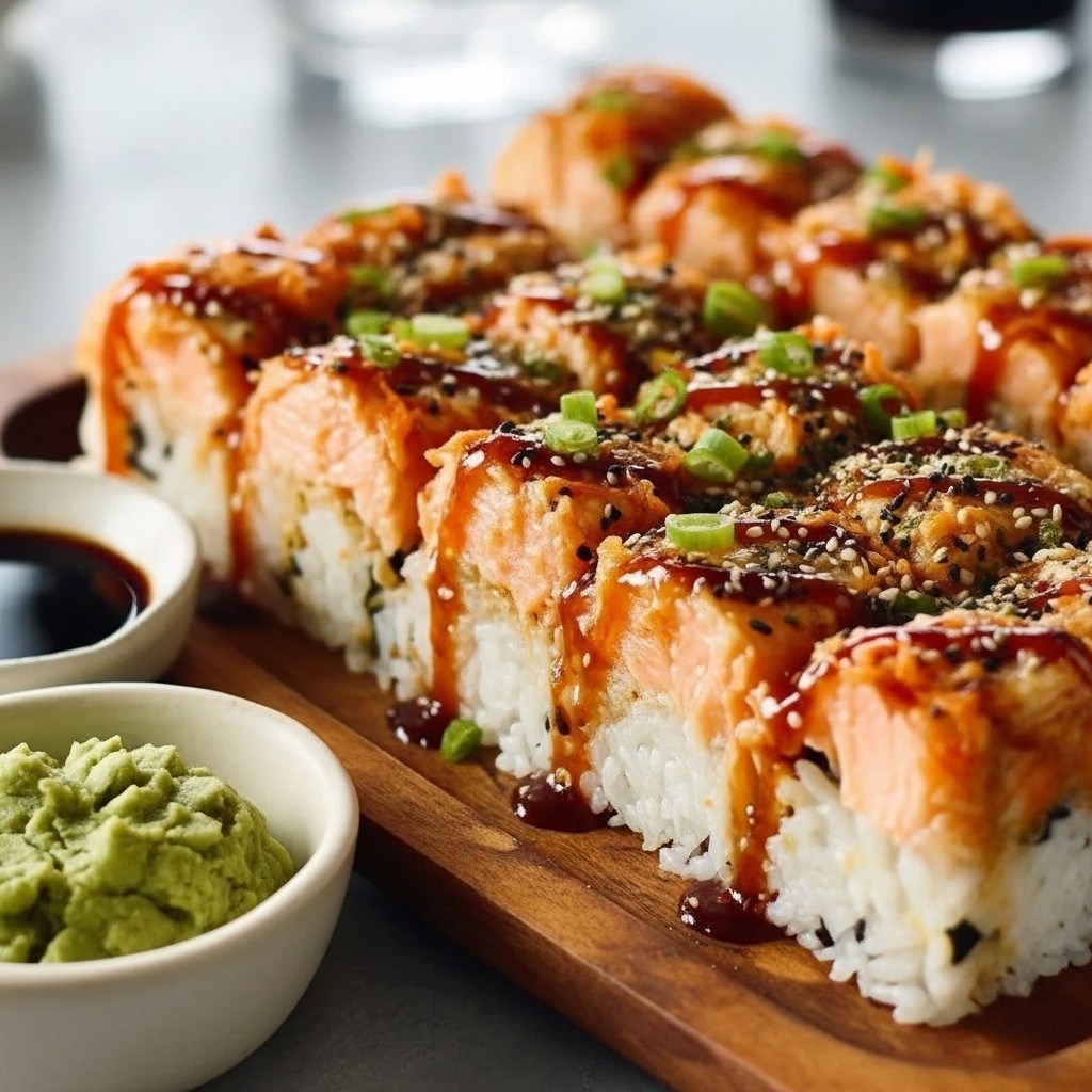 Savory Spicy Salmon Sushi Bake
