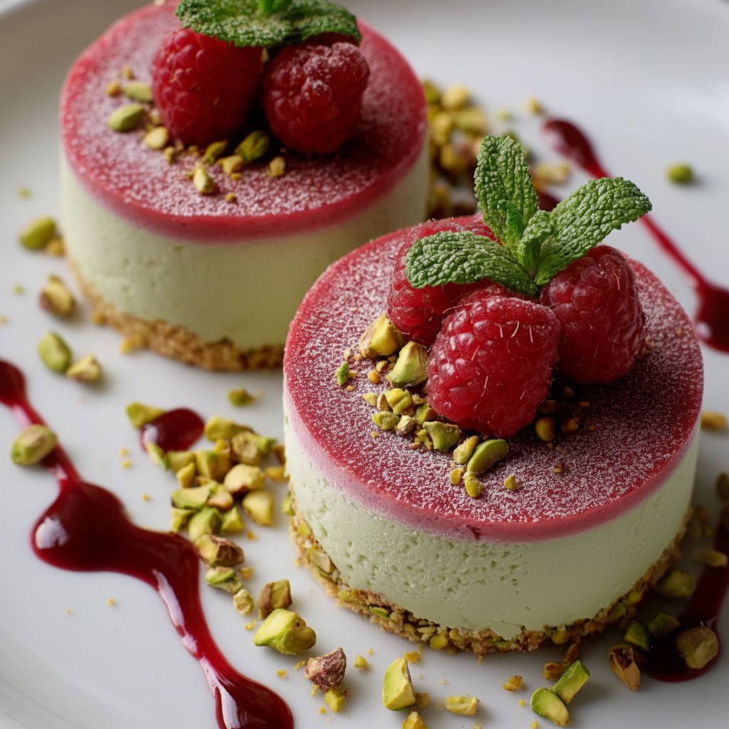 Elegant Raspberry Pistachio Mousse Cakes