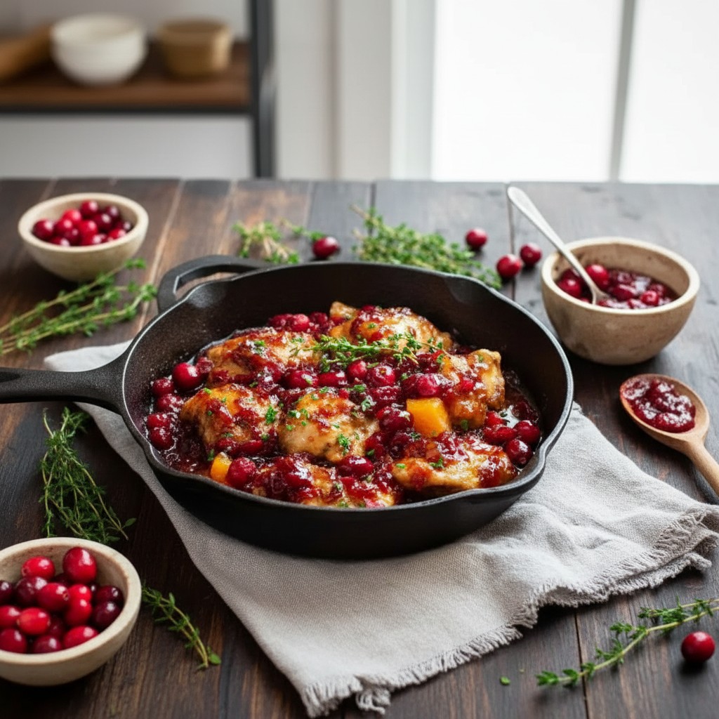 Skillet Cranberry Orange Glazed Chicken
