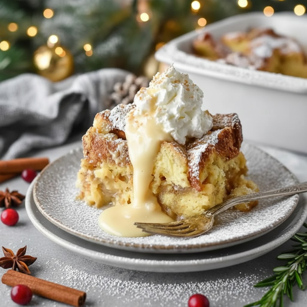 Cozy Eggnog Bread Pudding