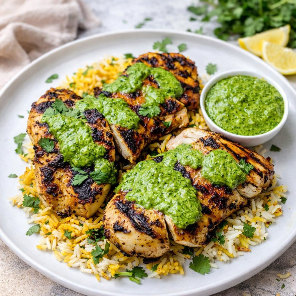 Peruvian Chicken With Aji Verde And Cilantro Rice